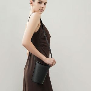 mini sac vase cuir bandouliere noir