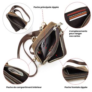 pochette homme en cuir crazy horse
