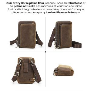 pochette homme en cuir crazy horse
