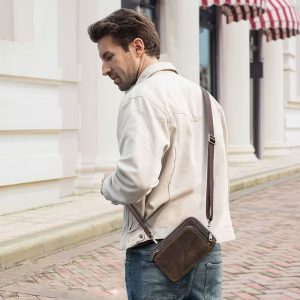 pochette homme en cuir crazy horse