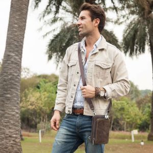 pochette homme en cuir crazy horse