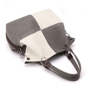 sac cabas toile femme patchwork gris vue haut