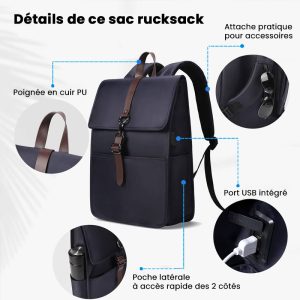 Sac à dos urbain avec port de charge USB externe