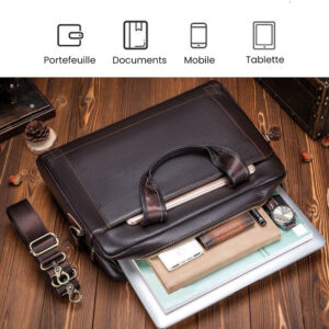 porte documents homme en cuir véritable pour ordinateur 15,6 pouces – modèle business héritage