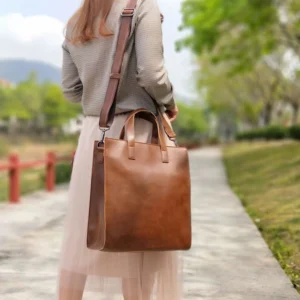 Porte Documents Femme Cuir Synthetique Modele Terrain Portage Epaule
