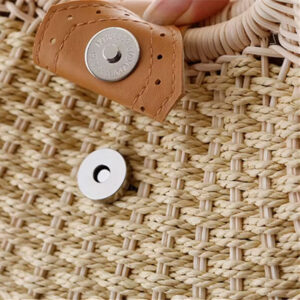 Sac A Main Rond Osier Tresse Modele Naos Fermeture Clipee
