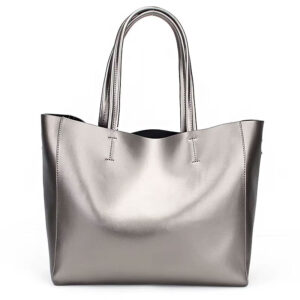 sac cabas cuir métallisé – grand sac urbain femme