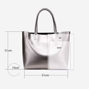 sac cabas cuir métallisé – grand sac urbain femme