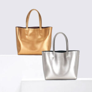 sac cabas cuir métallisé – grand sac urbain femme