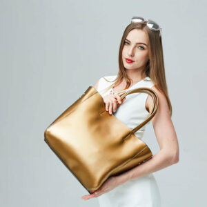 sac cabas cuir métallisé – grand sac urbain femme