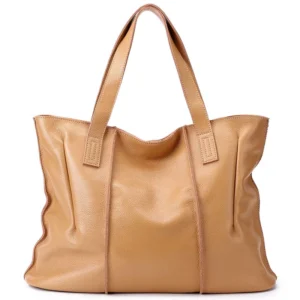 Sac Cabas Cuir Souple Grande Capacite Abricot