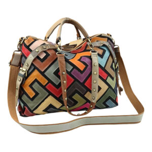 Sac Cabas Main Boho Chic Mosaique Cuir