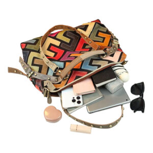 Sac Cabas Main Boho Chic Mosaique Cuir Grande Capacite