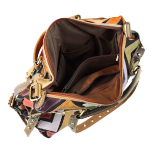 Sac Cabas Main Boho Chic Mosaique Cuir Multi Compartiments