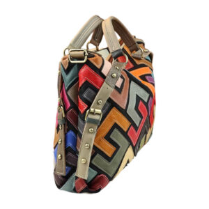 Sac Cabas Main Boho Chic Mosaique Cuir Vue Laterale
