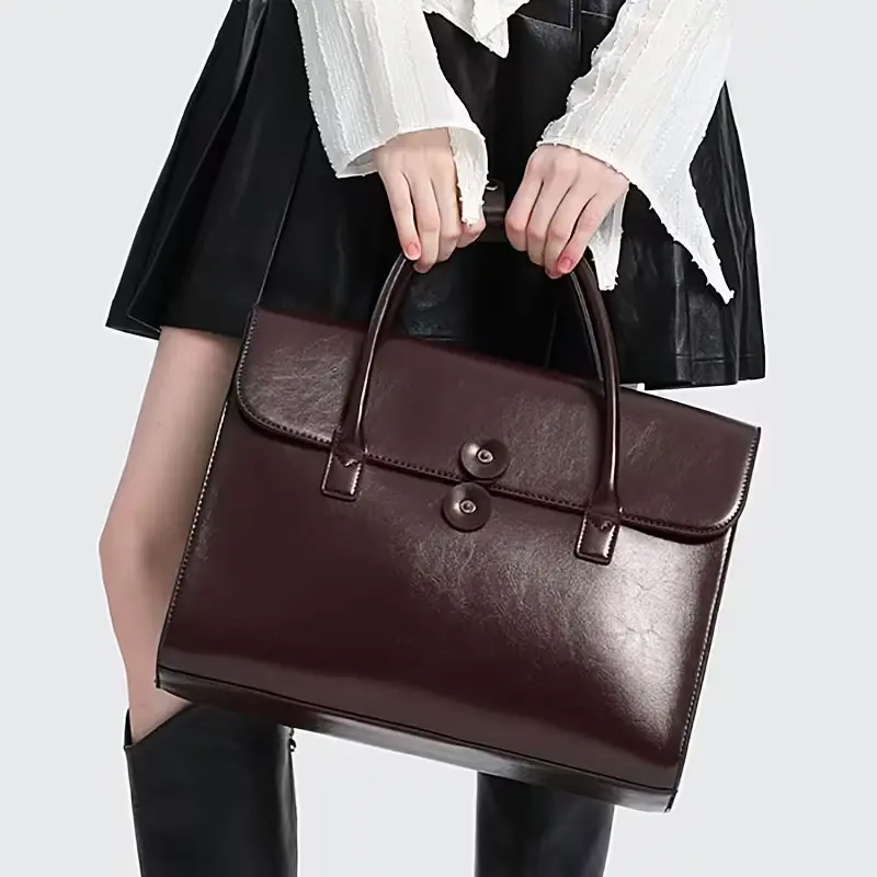 Cartable Femme Cuir 14 Pouces Modele Helene Cafe Portage Mains