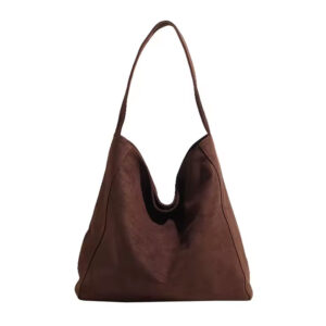 Grand Sac Cabas Hobo Suedine Modele Anneli Marron Cafe