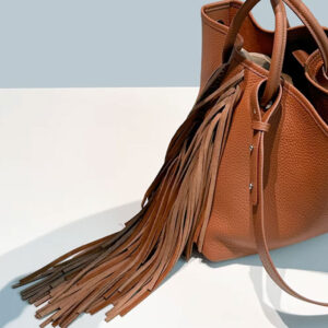 Sac Seau Cuir Veritable Franges Modele Iconic Boho Artisanal
