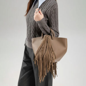 Sac Seau Cuir Veritable Franges Modele Iconic Boho Bandouliere Amovible