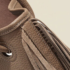 Sac Seau Cuir Veritable Franges Modele Iconic Boho Details Coutures