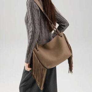 Sac Seau Cuir Veritable Franges Modele Iconic Boho Portage Epaule