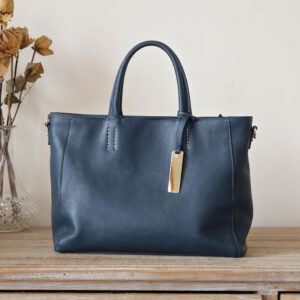 Sac A Main Cuir Pleine Fleur Cabas Classqiue Modele Lea Bleu