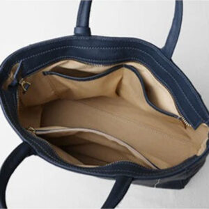 Sac A Main Cuir Pleine Fleur Cabas Modele Lea Bleu Doublure Coton