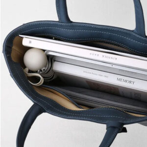 Sac A Main Cuir Pleine Fleur Cabas Modele Lea Bleu Interieur