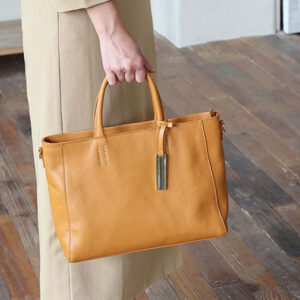 Sac A Main Cuir Pleine Fleur Cabas Modele Lea Camel Port Main