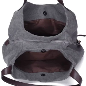 Sac Cabas Toile Anses Similicuir Modele Athena Compartiments