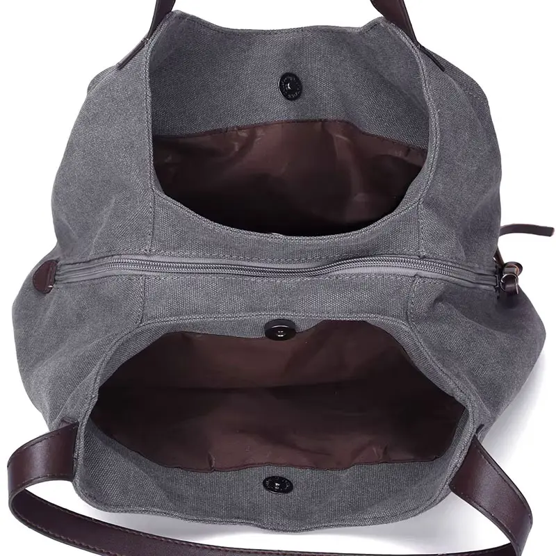 Sac Cabas Toile Anses Similicuir Modele Athena Compartiments
