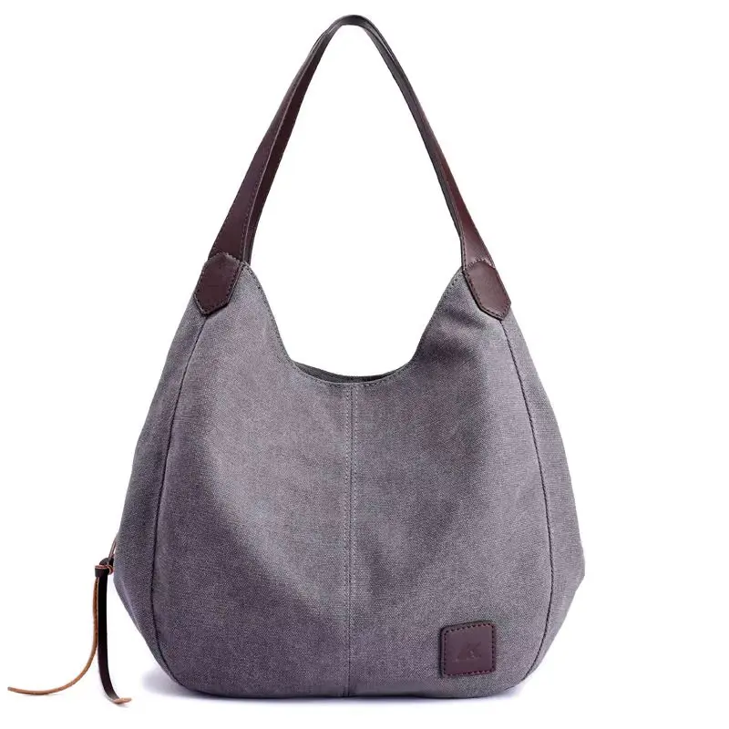 Sac Cabas Toile Anses Similicuir Modele Athena Gris