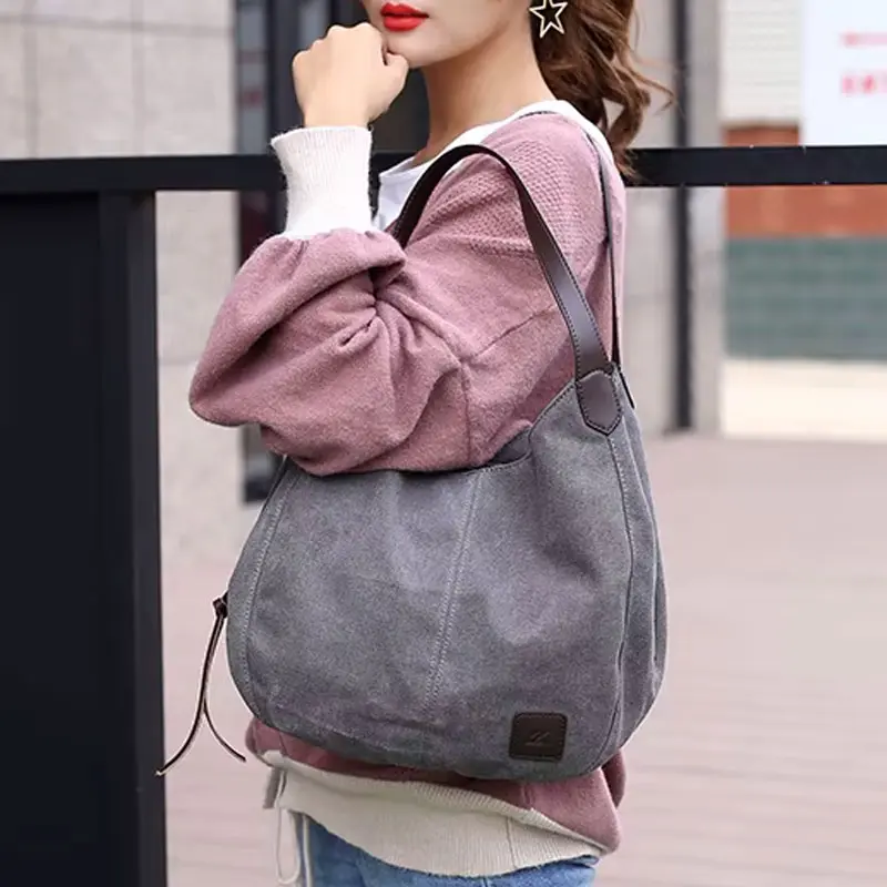 Sac Cabas Toile Anses Similicuir Modele Athena Portage Epaule