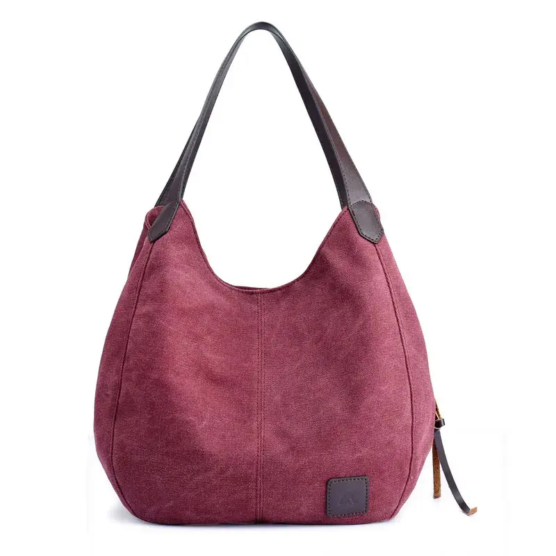 Sac Cabas Toile Anses Similicuir Modele Athena Rouge