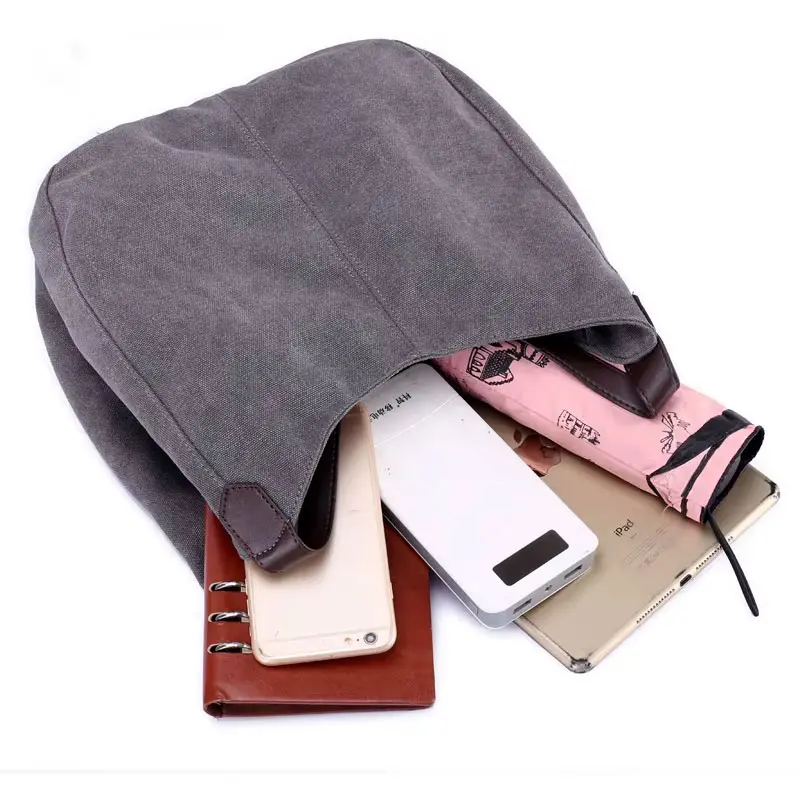 Sac Cabas Toile Anses Similicuir Modele Athena Vue Dessus
