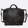 Sac Cabas Vintage Cuir Elena Noir Avec Bandouliere
