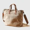 Sac Main Bandouliere Toile Cuir Modele Honoka Beige 1