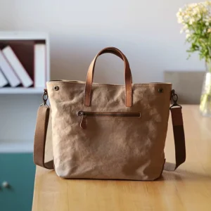 Sac Main Bandouliere Toile Cuir Modele Honoka Beuge Poche Arriere Zippee