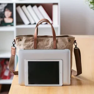 Sac Main Bandouliere Toile Cuir Modele Honoka Pc 13 Pouces