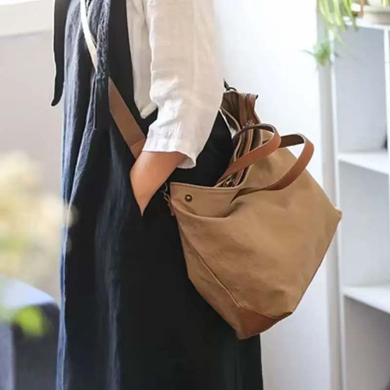 Sac Main Bandouliere Toile Cuir Modele Honoka Port Croise