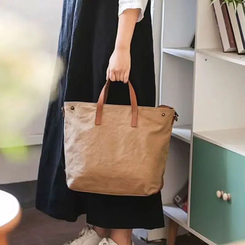 Sac Main Bandouliere Toile Cuir Modele Honoka Port Main