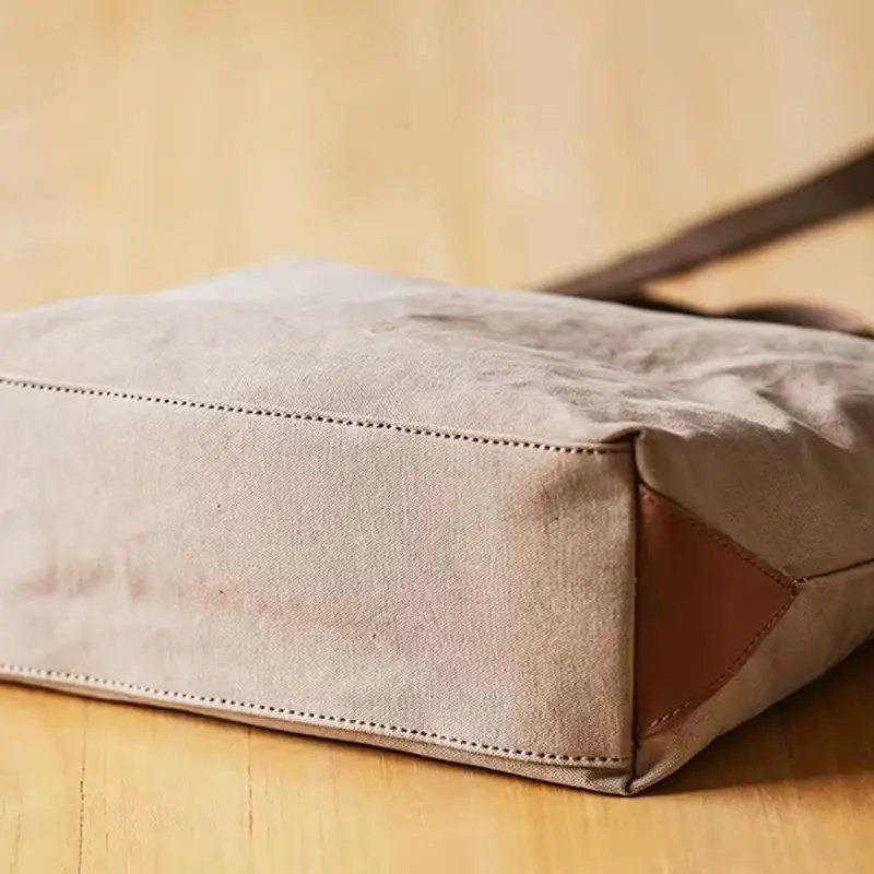Sac Main Bandouliere Toile Cuir Modele Honoka Vue Dessous