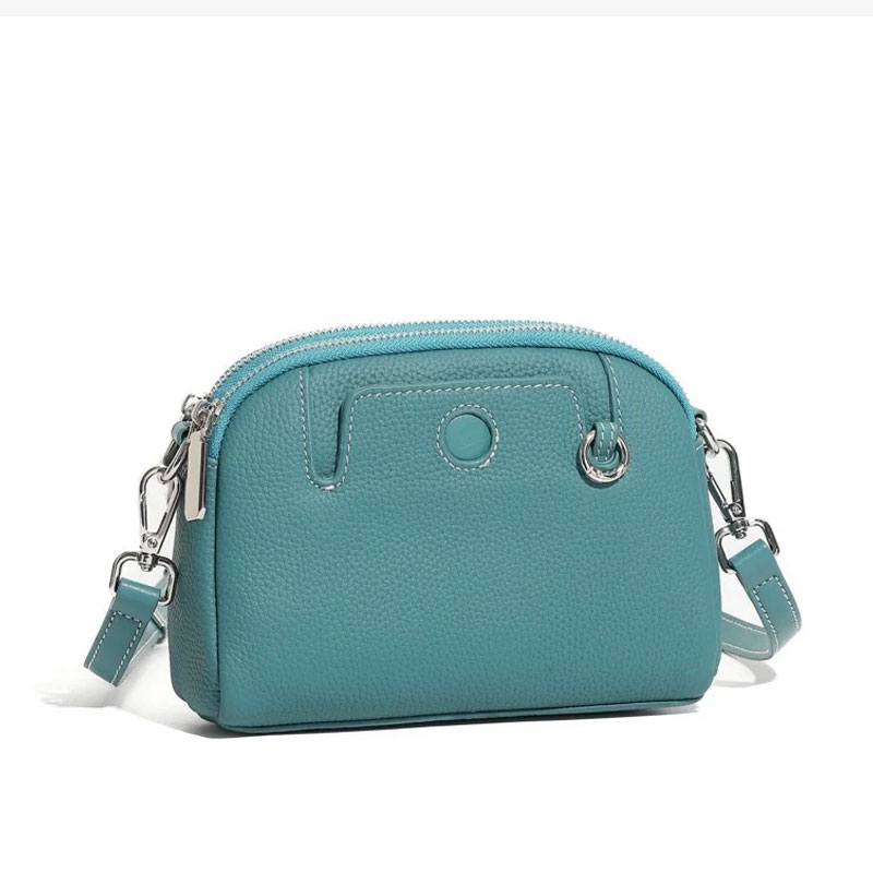 Pochette Bandouliere Arrondie Cuir Modele Suzy Bleu