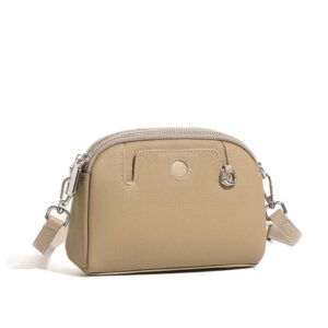 Pochette Bandouliere Arrondie Cuir Modele Suzy Gris