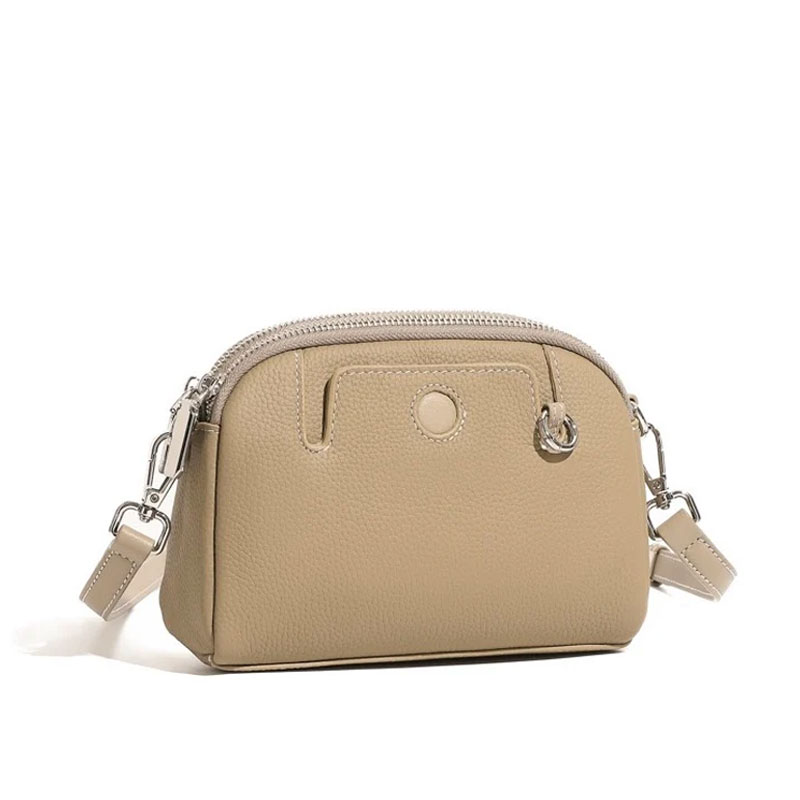 Pochette Bandouliere Arrondie Cuir Modele Suzy Gris