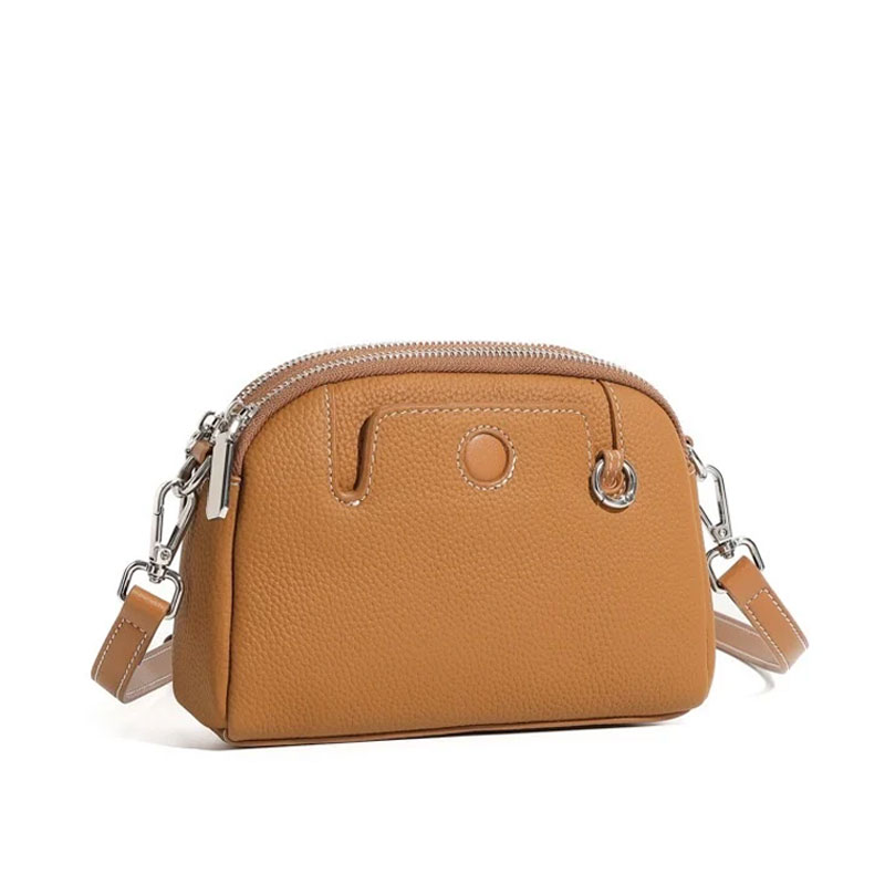 Pochette Bandouliere Arrondie Cuir Modele Suzy Marron