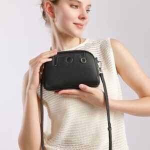 Pochette Bandouliere Arrondie Cuir Modele Suzy Noir Elegant