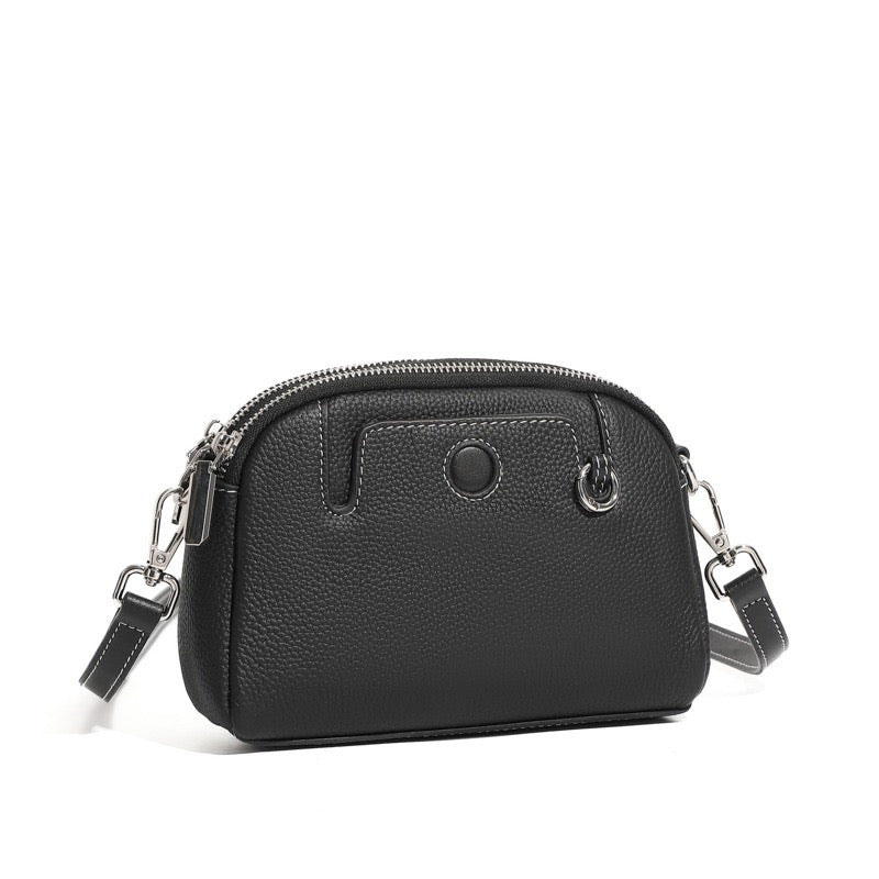 Pochette Bandouliere Arrondie Cuir Modele Suzy Noir