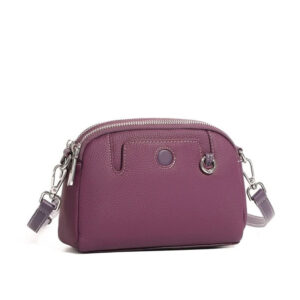 Pochette Bandouliere Arrondie Cuir Modele Suzy Violet