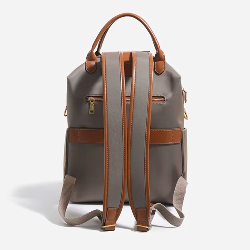 Sac A Dos Urbain Nylon Femme Compatible Trolley Modele Anne Taupe Vue Arriere